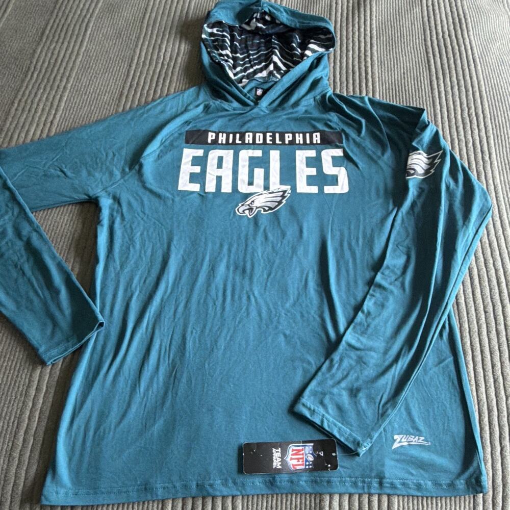 Zubaz Philadelphia Eagles NFL Hooded Long Sleeve Shirt Green Men's Size M